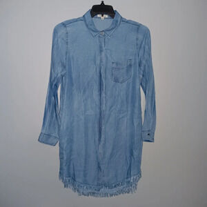 Tear n rose women's Chambray shirt dress size M blue long sleeve Tencel